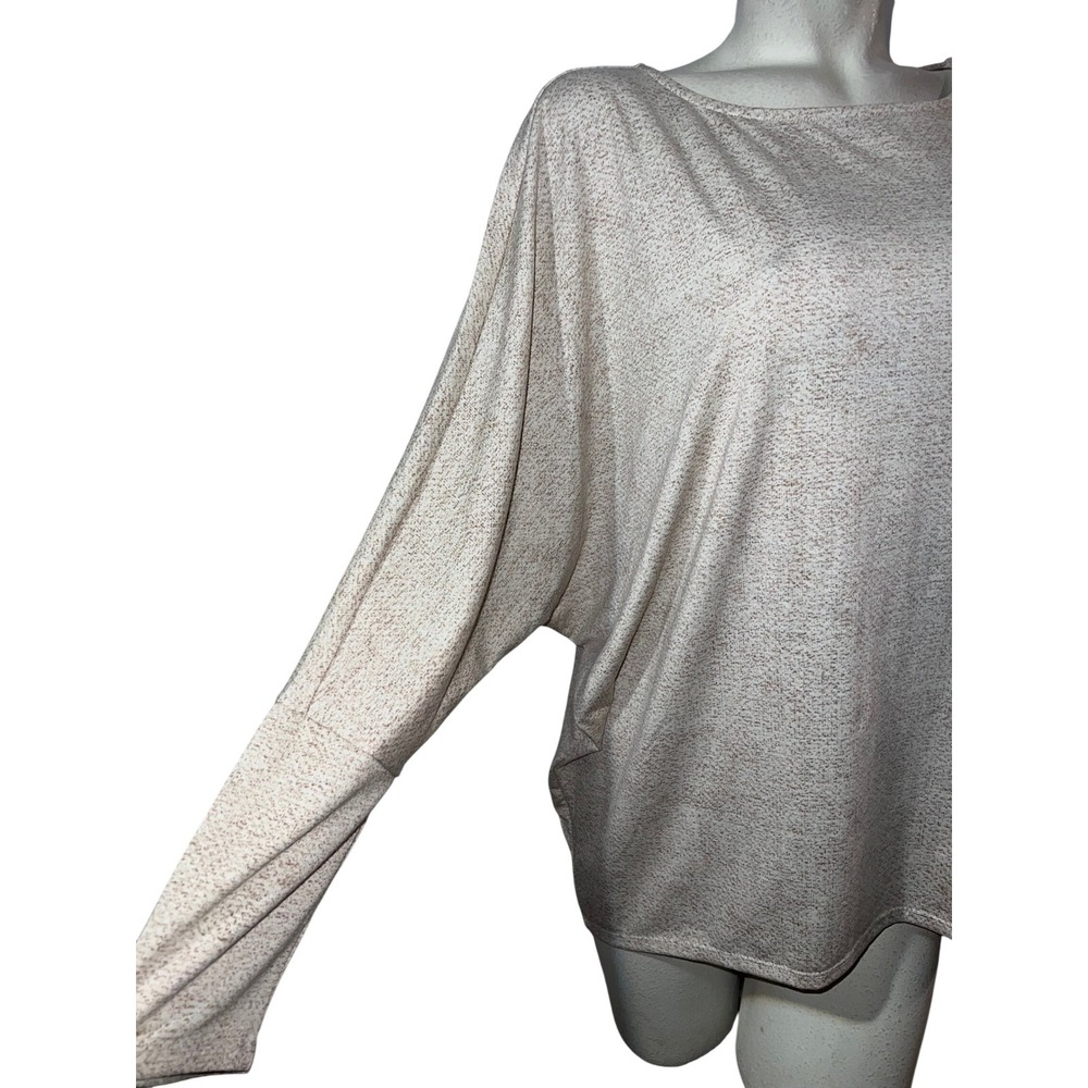LuLaRoe Women's Sz XL Long Sleeve Boat Neck Tunic Top Heathered Speckled Beige - Picture 3 of 8